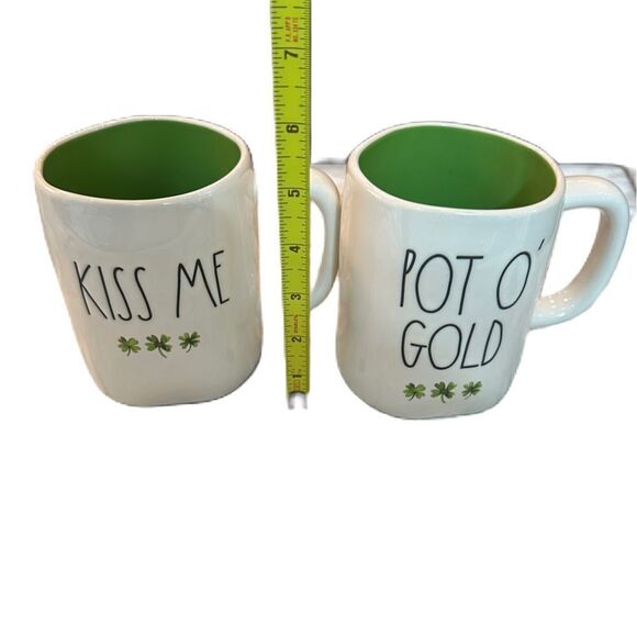 Rae Dunn Kiss Me & Pot O 'Gold Shamrock Mug Set - Picture 11 of 11